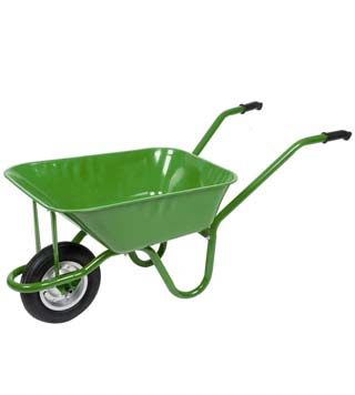 Wheelbarrow- is a garden tool that's used to transport piles of dirt, weeds, or any other small load. If you have a big pile of sand to move, we recommend using a wheelbarrow.